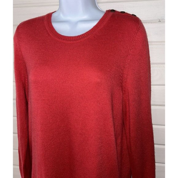 NWT Gap Luxe Sz MEDIUM Red Angora Rabbit Hair Blend Sweater Shoulder Buttons - Picture 1 of 13